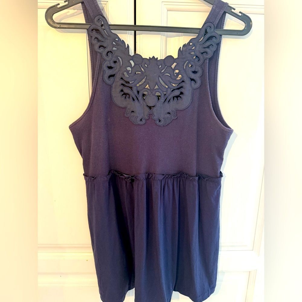 Vivienne Tam Navy cotton Chinese motif cut-out Sleeveless Top S